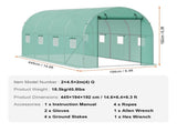 Walk-in Tunnel Greenhouse 14.6x6.36x6.3ft Galvanized Frame PE Cover Green V952-SDXWS15X7X7FO6TUWV0