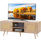 VEVOR Rattan TV Stand, Boho TV Cabinet for 55 inch TV, Mid Century Modern TV Stand, Rattan TV V952-TBDSJ47INXMSQ9ZW3V0