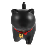 Ceramic Cat Figurine, Black Home and Office Adornment, Compact Size, Realistic Appearance V1369-AZ3-W-18335
