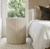 Vera Fluted Stone Side Table - Matte Natural Stone V355-IA-ST-VER-NST