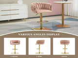 SERENIT Modern Velvet Breakfast Bar Stools Swivel Barstools Adjustable Counter Stools with Backrest V255-GP1782R-PINK