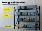 Giantz 4Mx2.4M Garage Shelving Warehouse Rack Black WR-F-20246-200BK-ABCX2