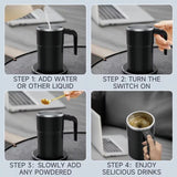 Self-Stirring Coffee Mug Automatic Stir Mug LED Temperature Mug Rechargeable - Beige - Size 380ML V1106-DSZ-001-001-BEG-380ML