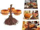 Halloween Resin Pumpkin Bowls On Broom for Serving Snacks Salad Fruit Halloween Party Supplies V1294-YM0717-10351644