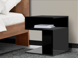 Levede 1xBedside Tables Drawers Side Black NI1036-BK_NZ