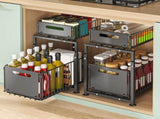 CARLA HOME 2- Pack Under Sink Organizer with Sliding Drawers & Height Adjustable for Kitchen V178-36396