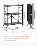 VEVOR 3-Tier Foldable Storage Shelf with Wheels 71 x 33 x 91 cm Metal Shelving V952-YDKZDHJHS3C1VVYHI001V0