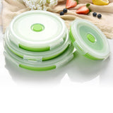 Collapsible Food Storage Container with Lid Silicone Bento Lunch Boxes 4 Pack Outdoor Picnic Box V1294-YM0901-H26874GR