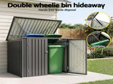 Giantz Garden Shed Wheelie Bin Storage Enclosure Outdoor Lockable Steel Cabinet SHED-FLAT-4X5-GR-AB
