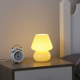 Yellow Striped Retro All Glass Mushroom Table Lamp - American Style Creative Bedside V888-ELOSUNG55170-16