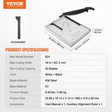 Paper, Guillotine Trimmer, 457 mm Cut Length, 20 Sheets Capacity, Heavy Duty Guillotine Paper V952-SDQZJZXQZJ184TBKTV0
