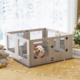 Dog Whelping Box 8 Panels Puppy Pen with Pad V178-66780