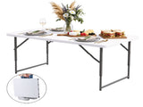 Gardeon 123cm Folding Table Portable Fold-in-Half with Handle Camping Picnic Adjustable Height ODF-TB-HDPE-120CM