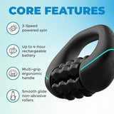 rolling wheel massager, percussion massager, deep tissue muscle recovery, full body V1102-141-28716-BLK-BRUSHLESSMOTOR
