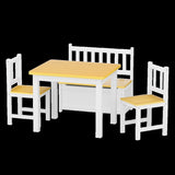 Bopeep Kids Table and Chairs Set Wooden Study Play 4PCS KD1173TB1025
