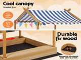 Keezi Kids Sandpit Wooden Sandbox Sand Pit with Canopy Water Basin Toys 146cm SAND-CANOPY-WATER-146