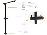 WELS Matt Black 2in1 Square 10" Rain Shower Head 3 Mode Handheld Adjustable Rail Set V1233-HS002M4CBSC842BSS1001B