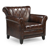 STUDDED LEATHER ARM CHAIR V742-M10368