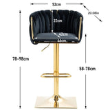 SERENIT Modern Velvet Breakfast Bar Stools Swivel Barstools Adjustable Counter Stools with Backrest V255-SE-GP1782-BLACK