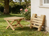 Beige Wood Folding Stool for Indoor Outdoor Use, Portable Step Stool for Kitchen Living Room V1369-AZ3-W-12110