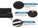 4 Pieces Stretch Futon Covers Sofa Bed Slipcover with Removable Armrests and Cupholders Covers V1258-DP02-F-631