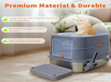 P&P Jumbo Stainless Steel Cat Litter Box for Multi-Cats Large Toilet Box with Removable Lid V767-P-ZM1828