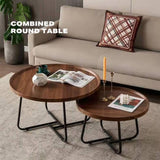 Removable Set of 2 Round Coffee Table Walnut Nesting Side End Table Furniture V488-TBLRC-WL