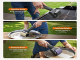 Three-in-One Electric Grill Cleaning Brush with Rechargeable Battery and Three Replaceable Heads for V1341-ZY-SVGPHDUE-BLACK