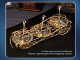 3 Piece Set European Style Gold Sugar Jar with Lid Spoon Polished Glass Seasoning Jar Condiment Pot V1369-AZ3-W-15520