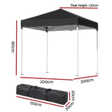 Instahut Gazebo 2x2m Outdoor Patio Garden Marquee Shade Black GAZEBO-T-2X2-F-EC-BK