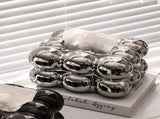 Ceramic Tissue Box Paper Towel Holder, Silver, for Kitchen, Living Room, Bedroom V1369-AZ3-W-11425