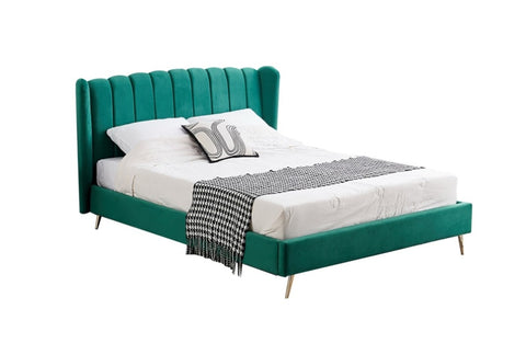 Vienna Peacock Green Velvet Bed - Queen V292-BED-VIENNA-QUEEN-PGREEN