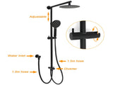 WELS Matt Black 2in1 Shower 8" Round Head Set Sliding Rail 3 Mode Handheld Twin Taps V1233-HR002M4CBSC842BKSR108BCF0282ABK