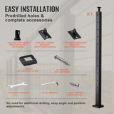 Cable Railing Post, 42" x 1" x 2" Steel L-Shaped Hole Corner Railing Post, 12 Pre-Drilled Holes, V952-1JZLGZHS1067CSWRBV0