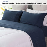 Ramesses Jeans Pebble Wash Linen Look Alternative Sheet Set Queen V442-KIT-SHEETS-PEBBLEWASHLINEN-JEANS-QS