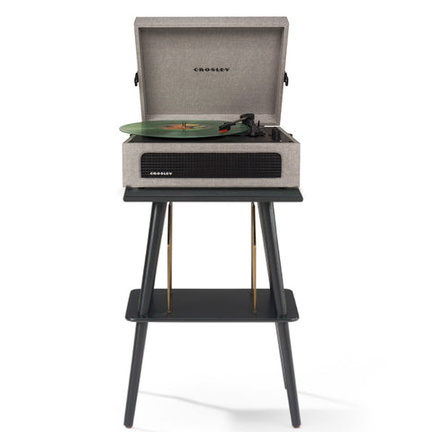 Crosley Voyager Bluetooth Portable Turntable + Entertainment Stand Bundle - Grey V398-CRIW8017BST-GY4