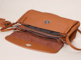 Genuine Leather Flap Crossbody Bag with Elephant Charm - Compact & Stylish Shoulder Purse V888-ELOSUNG35967
