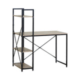 CARLA HOME Computer Desk with 4 Shelf Bookcase - Steel - Brown - Rustic - Office Desk Computer V178-36430