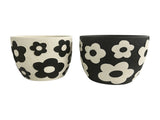 Set 2 Assorted Monochrome Flower Planters w Hole Plug 17cm V637-88736PLN