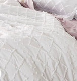 Tufted Boho Embroidery Quilt/Doona/Duvet Cover Set - White - Super King Size V493-JJXW-01SK