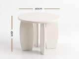 Artiss Round End Table High-Gloss Small Coffee Table Side Bedside Nightstand 40x45cm Cream white FUR-S-COF15-WH