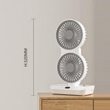 Dual-Head Auto-Oscillating Desktop Fan for Office & Bedroom, USB Rechargeable Portable Cooling with V1107-CS-SMYTFS