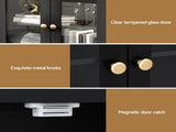 Artiss Buffet Sideboard Storage Cabinet Kitchen Cupboard Clear Door Drawer Black FUR-W-SID130-01-BK-AB