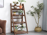 Retro 4 Tier Wooden Ladder Bookcase Folding Book Shelf Plant Stand Storage Rack V767-JJ-ZZ131