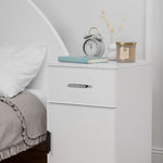 PORTO BEDSIDE TABLE - WHITE - SLIM - OVAL BLACK V164-ECS13WFTB05B