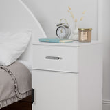 PORTO BEDSIDE TABLE - WHITE - SLIM - OVAL BLACK V164-ECS13WFTB05B