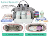 Convertible Diaper Bag - Wide Opening - 14 Pockets - Stylish - Baby Changing Bag - with Stroller V1188-ZXY-10493