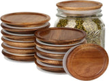12 Pack Wide Mouth Mason Jar Lids, Reusable Canning Lids with Wooden and Silicone Seals - Perfect V1258-DP02-WO-153