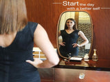 CARLA HOME Hanging Wall Mirror 74x43cm - Solid Bamboo Frame and Adjustable Leather Strap for LSB-36016