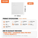 VEVOR Self Adhesive Vinyl Floor Tiles 12 x 12 inch, 50 Tiles 1.5mm Thick Peel & Stick, White Marble V952-ZZYXJDDBDLS5P9FOZV0